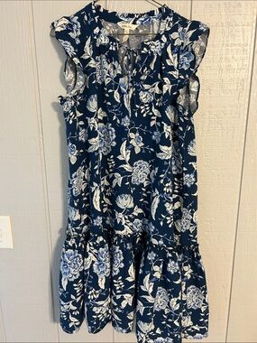 Matilda Jane Navy and White Floral Ruffle Dress